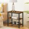 Brown Wood Metal End Table with 3-Tier Storage Retro Side Table